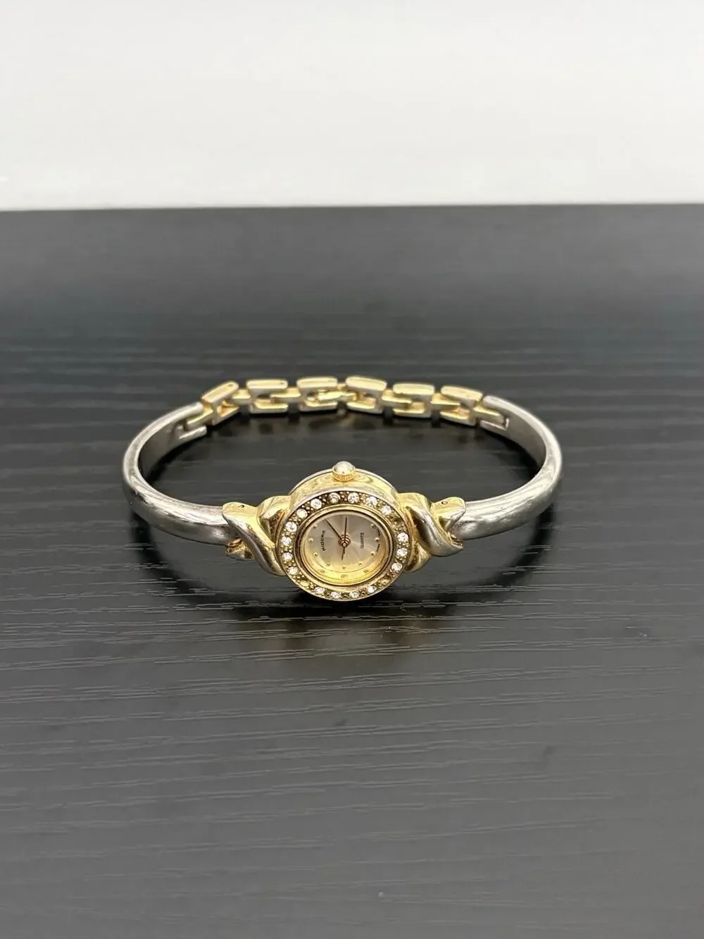 Vintage Riders Women’s Gold Silver Tone Bangle Bracelet Quartz Watch Untested